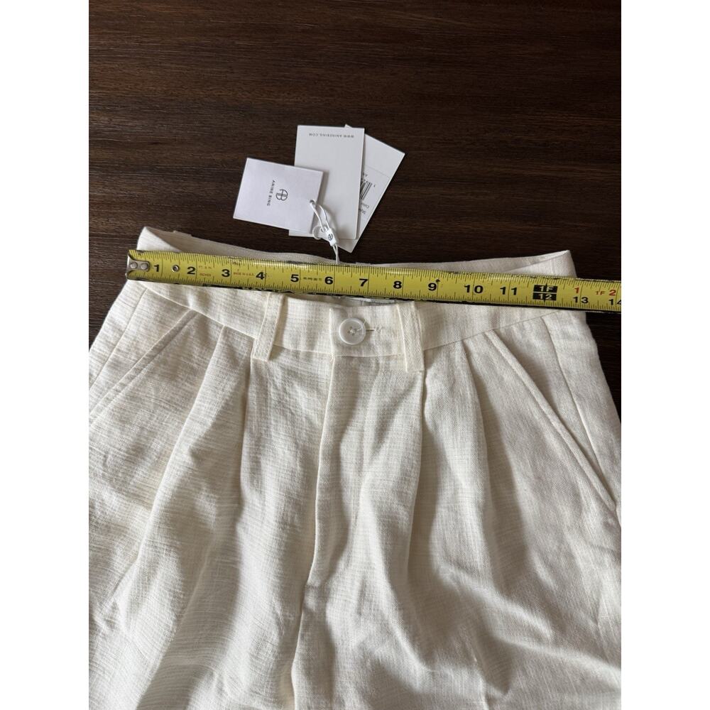 Anine Bing Carrie Pleated Linen Shorts Womens XS Off-White NWT - Picture 8 of 13